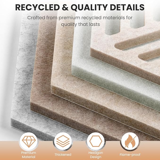 Hexagon Cork Bulletin Boards for Walls Decor, 10 Pack Felt Board Tiles with 25 Push Pins, Photo Display Board for Office & Home Classroom DIY Decor