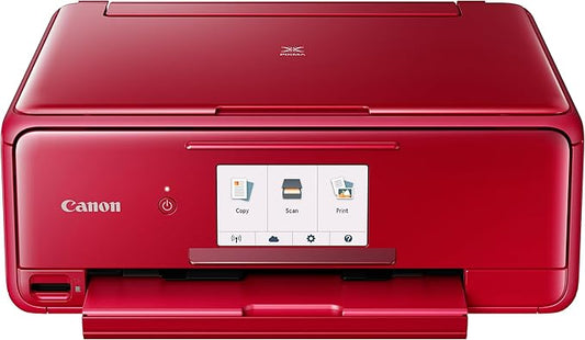 Canon Office Products TS8120 Wireless All-in-One Printer with Scanner and Copier: Mobile and Tablet Printing, with Airprint(TM) and Google Cloud Print Compatible, Red, Works with Alexa