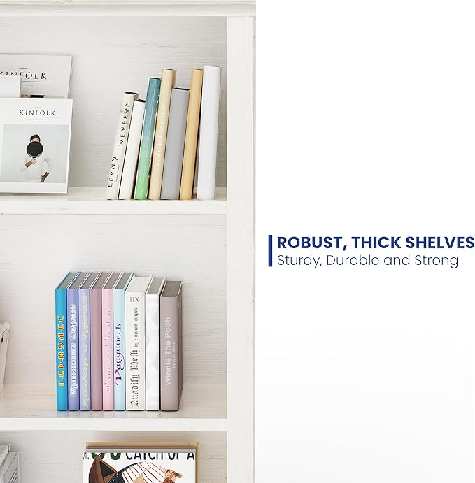 3-Shelf Bookcase, 47" Tall Floor Standing Bookshelf with Adjustable Shelves, Storage & Display Shelf for Living Room, Bedroom, Home Office – Cream White, 31.5" Wide