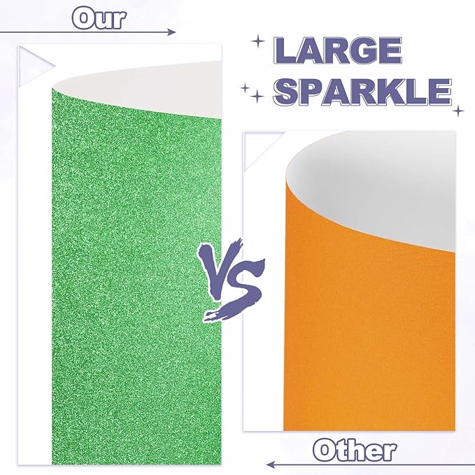 PATIKIL 20Sheets Grass Green Glitter Cardstock, 8.3x11.7 in A4 Glitter Paper Card Stock Shiny Scrapbook 250gsm Sparkly Paper Large Shimmer for Crafts Scrapbook DIY Art Wedding Party