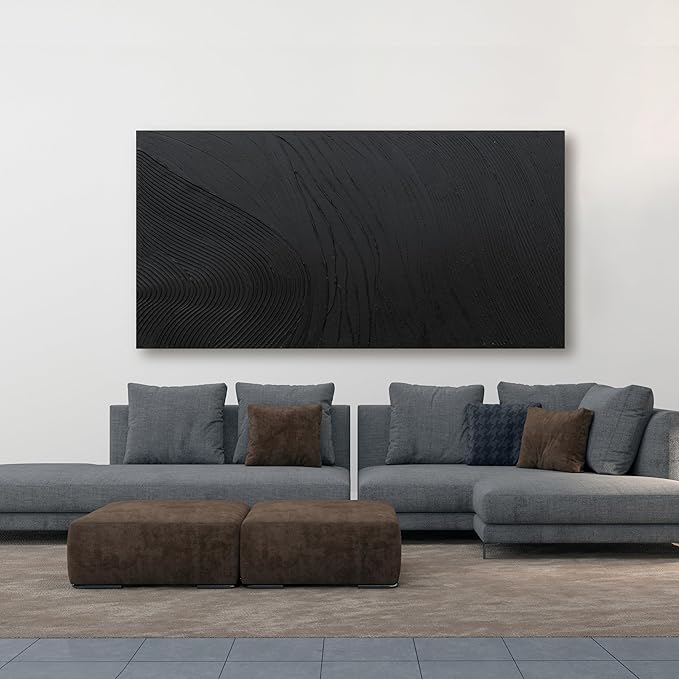 Canvas Wall Art Decor Large Artwork Modern Black Wall Art Black Silence Wall Art Painting Decorations Canvas Art Wall Decor Wall Art Prints for Room Living Room Bedroom Office Decor 29"X58"