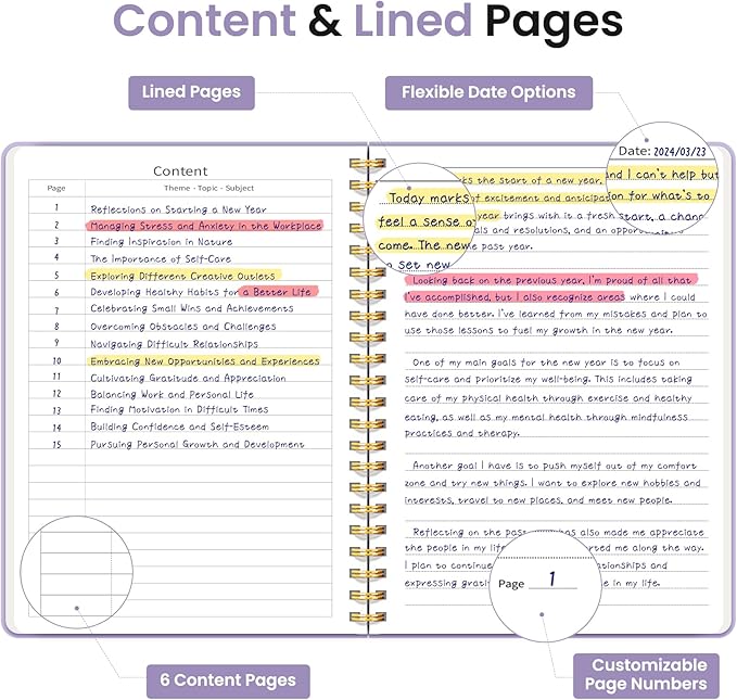 Taja Lined Spiral Journal Notebook for Women & Men, 140 Pages, College Ruled Hardcover Notebook for Work & Note Taking, Journals for Writing, A5(5.7" x 7.9") – Purple