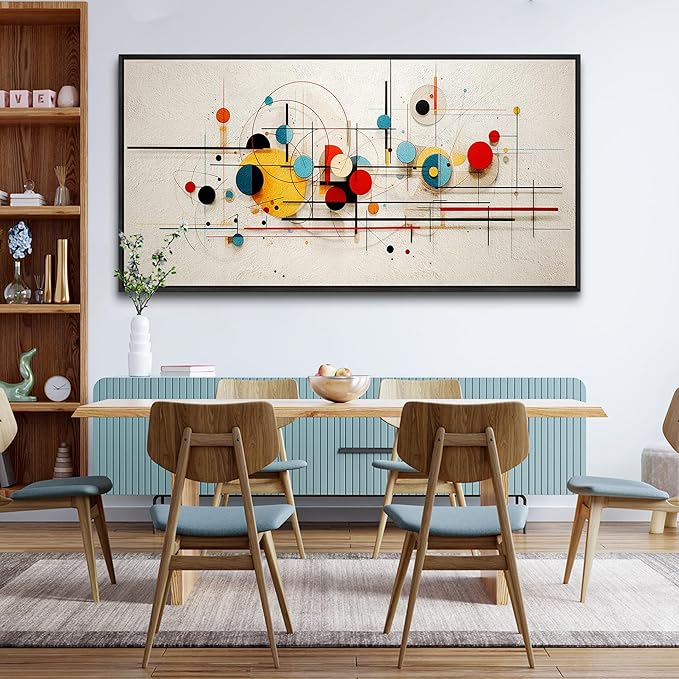Wapluam Large Wall Decorations For Bedroom Black Framed Wall Art For Living Room Modern Office Wall Decor Color line Abstract Painting Mural Canvas Prints Pictures Hotel Artwork Home Decor