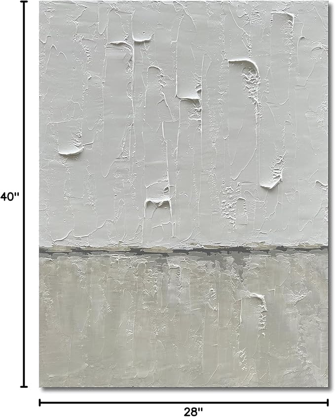 NANKAI Hand Painted Grey and White Art Canvas Paintings Minimalist Abstract Oil Painting Wall Art 40x28 Inch Art Home Decoration Wall Ready to Hang
