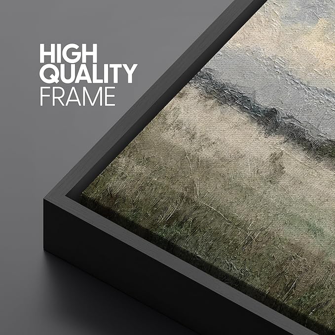 SIGNFORD Large Framed Canvas Moody Overcast Landscape Illustrations Modern Art Calm Warm for Living Room, Bedroom, Office - 60"x20"