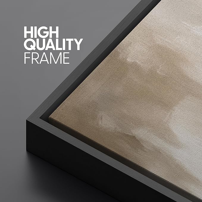 SIGNFORD Extra Large Framed Canvas Soft Neutral Abstract Horizon Illustrations Modern Art Calm Warm for Living Room, Bedroom, Office - 60"x30"