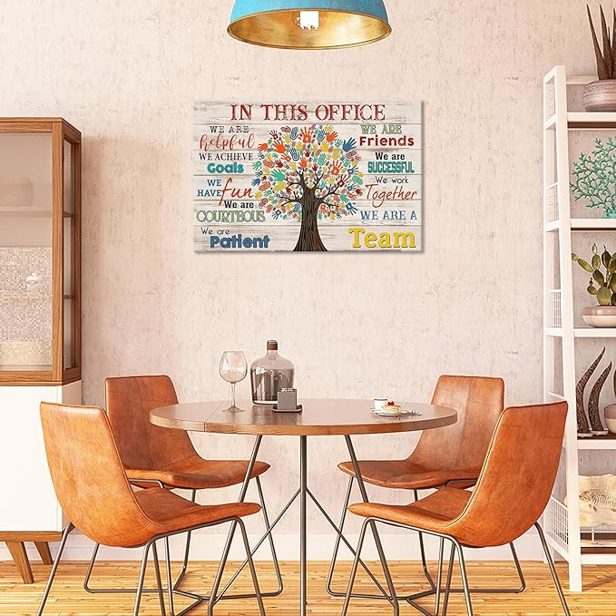 Trendy In This Office We Are A Team Inspirational Wall Art Work Positive Motivation Modern Canvas Posters Encouraging Sign Prints Painting For Office Living Room Wall Decor 12x16in Framed