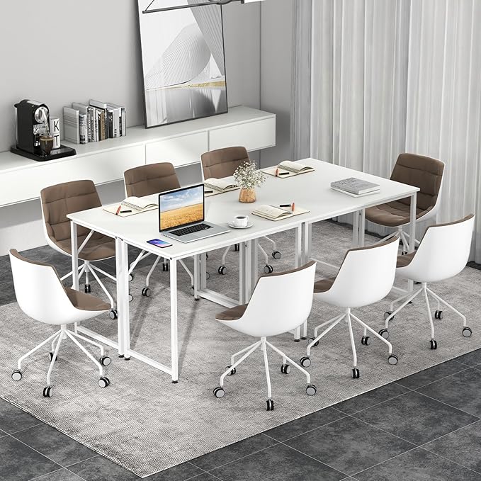 Giantex 40-Inch White Computer Desk, Home Office Desk with Heavy-Duty Metal Frame, Modern Simple Gaming Table PC Workstation, Versatile Small Desk for Bedroom, Small Spaces
