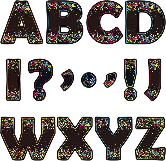 150 PCS Large 7" Bulletin Board Letters Set,Black Confetti Classroom Alphabet Cutout Letter for Bulletin Board Display Home School, A Great Helper to Inspire Students' Learning Interest