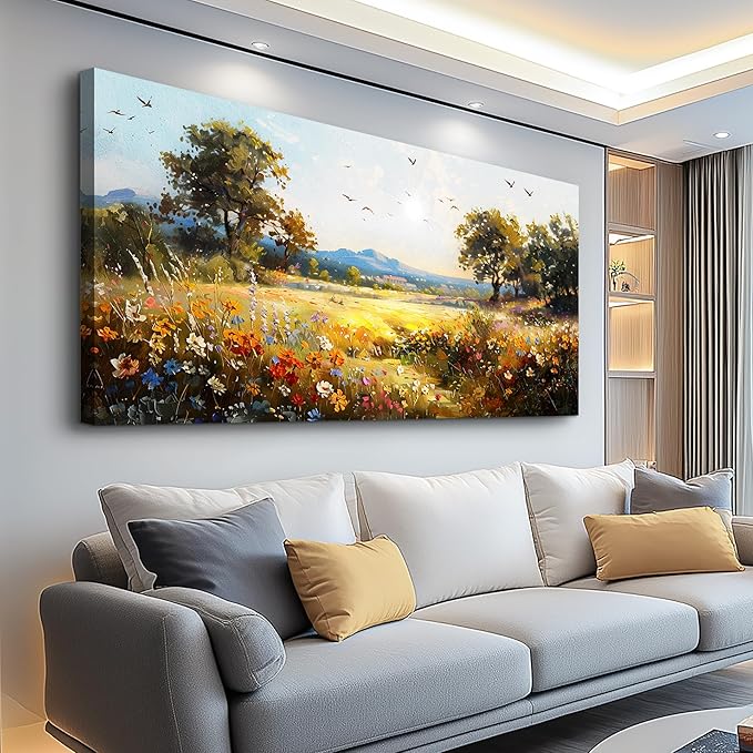 FUHAIHUA Canvas Wall Art For Living Room Wall Decor For Bedroom Office Wall Decoration Rural Pastoral Painting Artwork Room Aesthetic Home Decor 20x40 In