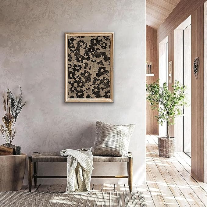 Abstract Canvas Wall Art Neutral Abstract Floral Print Vintage Minimalist Modern Neutral Botanical Wall Art Hand Painted Black Blooming Flowers Artwork Poster for Living Room Bedroom Office Unframed
