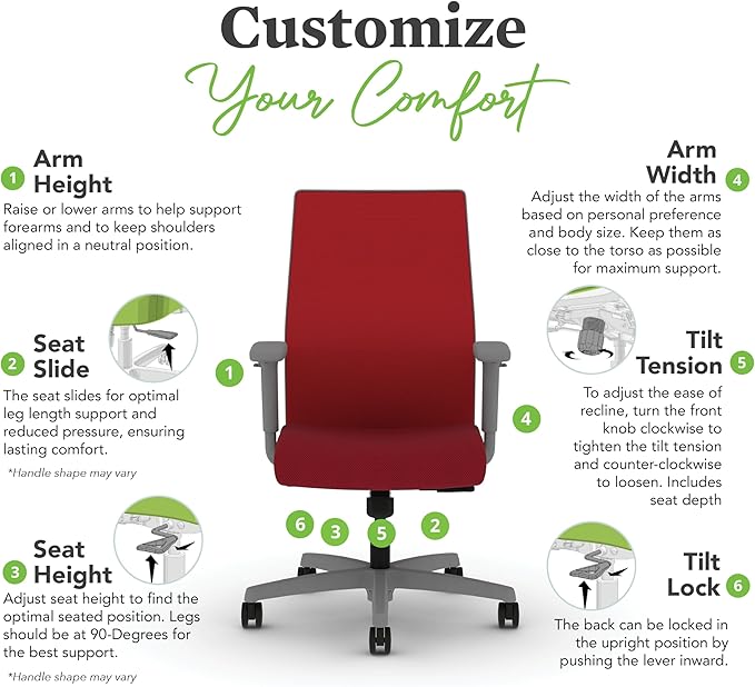 HON Ignition 2.0 Mid Back Task Chair, Spectrum Mesh, Standard Synchro-Tilt Control, Office Chair with Lumbar Support, Height and Width Adjustable Arms, Titanium Frame, Bullseye