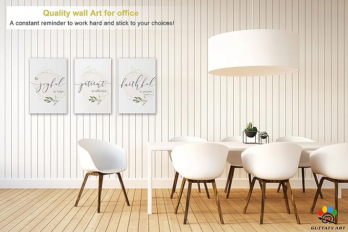 Office Wall Art - 3 Panel Motivational Quotes Art for Home Office, Entrepreneur Words Poster Frame for Company Wall Decor - 12'x18'x3Pcs