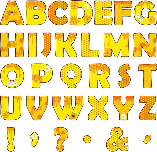 150 PCS Large 7" Bulletin Board Letters Set, Hive Honey Theme Party Classroom Alphabet Cutout Letter for Bulletin Board Display Home School Class, A Great Helper to Inspire Students' Learning Interest