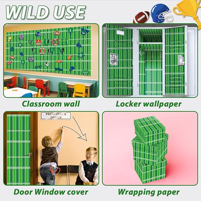Football Bulletin Board Roll Plastic Bulletin Board Roll 15.75inch x 23ft Peel and Stick Anti Wrinkle Bulletins Boards for Football Party 2026 Classroom Sports Wrap Supply Wall Decoration