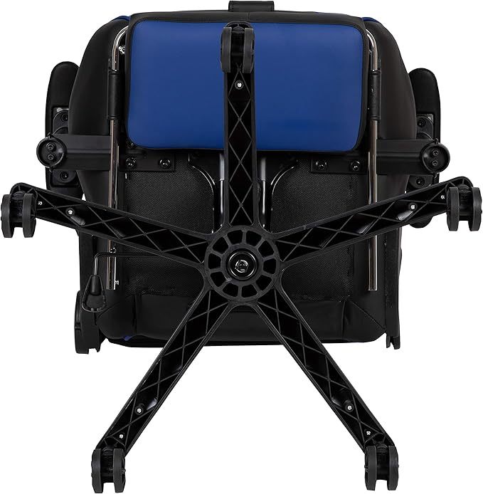 Flash Furniture X30 Gaming Chair Racing Office Ergonomic Computer Chair with Fully Reclining Back and Slide-Out Footrest in Blue LeatherSoft