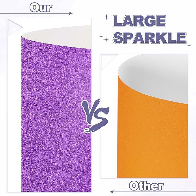 PATIKIL 40Sheets Purple Glitter Cardstock, 12x12In Glitter Paper Card Stock Shiny Scrapbook 250gsm Sparkly Paper Large Shimmer for Crafts Scrapbook DIY Art Wedding Party