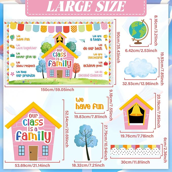 Motivational Bulletin Board Classroom Decorations Our Class is A Family Bulletin Board Set Colorful Positive Affirmation Inspirational Quote Paper Cutouts for Back To School Nursery Chalkboard Supplie