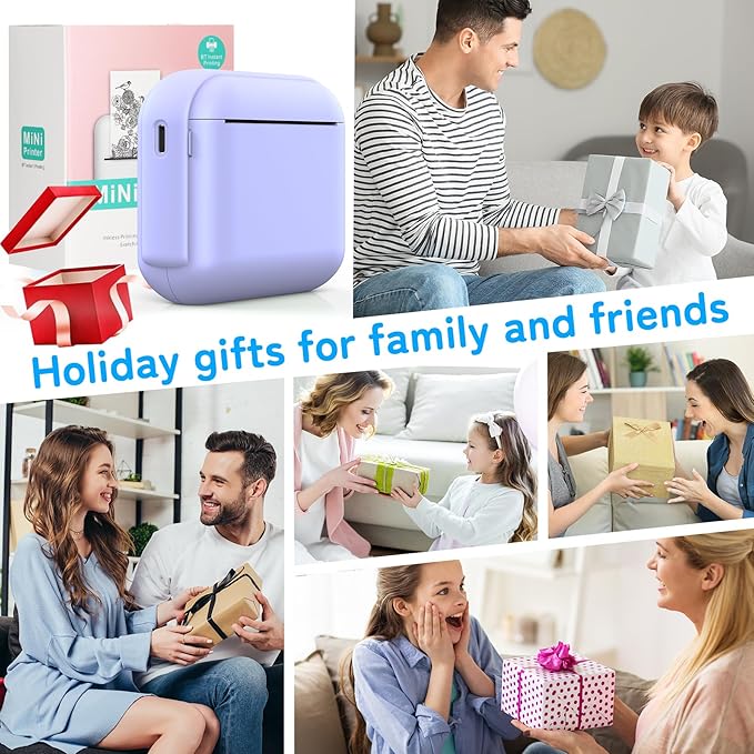 Sticker Maker for Kids, Print Pods Mini Sticker Printer Machine with 13 Rolls Paper, Portable Bluetooth Thermal Printer for Notes, Journal, DIY ,Gift, Impresora Portátil for Home/School/Office