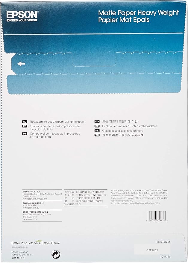 Epson A4 Matte Heavyweight Inkjet Paper (50 Sheets), White