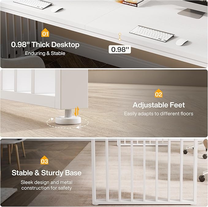 Tribesigns 78" Extra Long Computer Desk, 2-Person Desk with Metal Legs, Industrial Double Desk for Home Office (White)