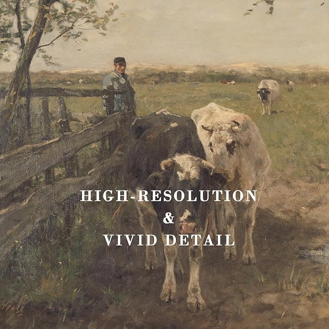 Kizbok Vintage Wall Art Print - Retro Rustic Country Spring Landscape Canvas Oil Painting, Antique Cow Farm Animal Poster for Vintage Room Decor, Cozy Bedroom & Bathroom Decor (8" x 10" - UNFRAMED)