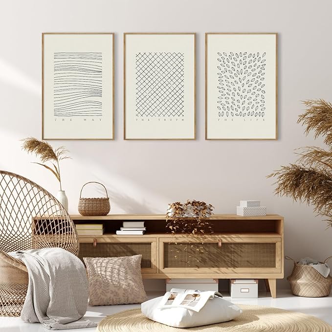 Christian Wall Art Bible Verse Canvas Poster Jesus the Way the Truth the Life Wall Decor Scripture Pictures Minimalist Prints Line Religious Painting Faith Artwork for Living Room 16x24 Inch Unframed