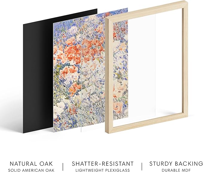 HAUS AND HUES Floral Art Wall Decor - Wildflowers Wall Art for Living Room, Floral Artwork for Bedroom Walls, Flower Painting for College Girls Dorm Room (Multicolored Flowers, Beige Frame, 11x14)