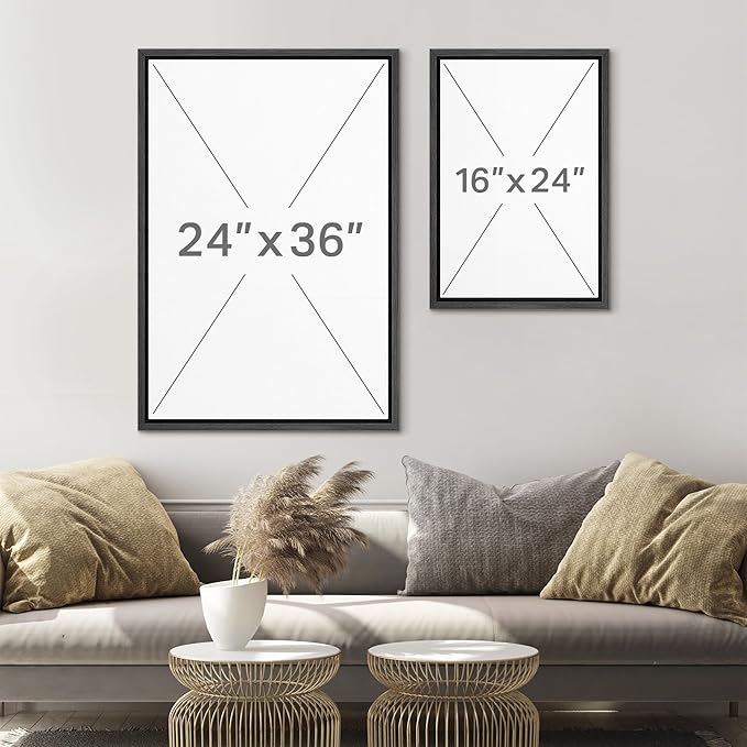 SIGNLEADER Framed Canvas Print Wall Art Set Geometric Composition Black White and Beige Abstract Illustrations Boho Decorative for Living Room, Bedroom, Office - 16"x24"x3 Black