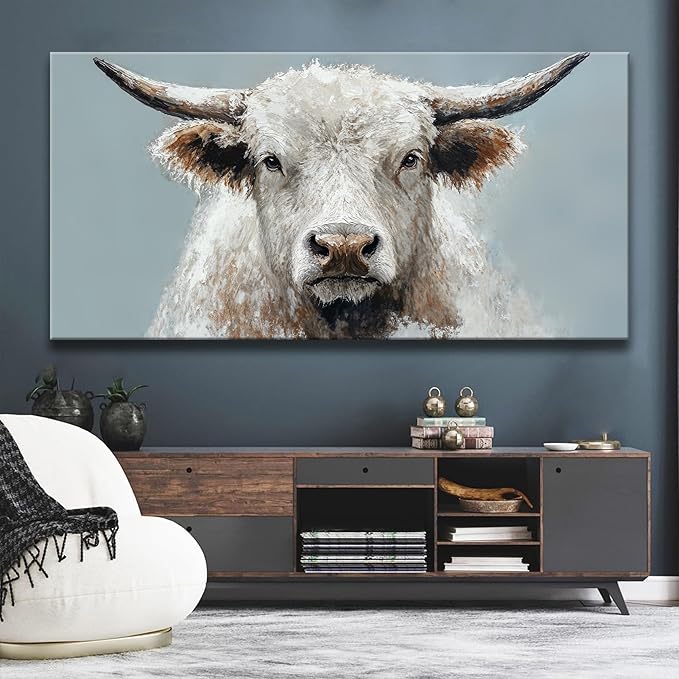Highland Cow Wall Art For Living Room Large Size Animal Canvas Art Wall Decor Print Rustic Farmhouse Wall Artwork Cattle Painting Prints Artwork Picture For Bedroom Aesthetic Home Wall Decor 29 X 58 Inch
