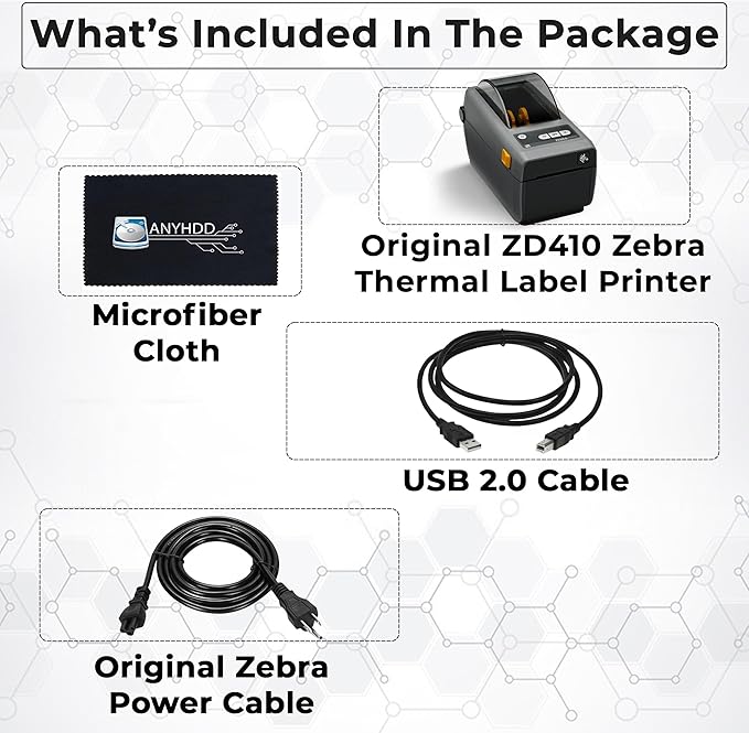 ZD410 Direct Thermal Label Printer for Shipping Barcodes Desktop USB Ethernet Wired Office Use Renewed