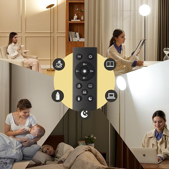 LED Torchiere Floor Lamp, 3200LM, 71" Tall Modern Torchiere Lamp in Zen Black, Stepless Dimming, Remote & Touch Control, Super Bright Light for Living Room and Bedroom, Heavy Stable Base