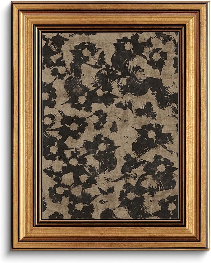 Gold Framed Wall Art Vintage Canvas Wall Art Crushed Flower Minimalist Floral Pattern Botanical Artwork Prints Picture for Living Room Bedroom Farmhouse Bathroom Office Decor, 12x16