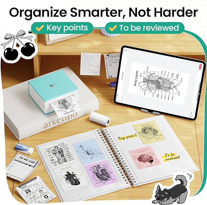 Phomemo Sticker Printer, Mini Printer Sticker Maker Machine M02, Print Pods Mini Pocket Machine for Creative DIY, Photos, Study Notes, Small Thermal Label Maker with AI APP for Home/Office/School,Cyan