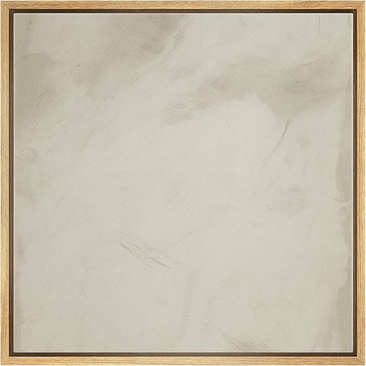 SIGNWIN Framed Canvas Print Wall Art Minimalist Soft Brush Illustration Modern Art Decorative Boho Relax/Zen for Living Room, Bedroom, Office - 24"x24" Natural