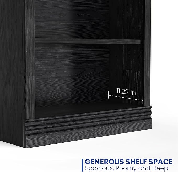 2-Shelf Bookcase, 32" Tall Floor Standing Bookshelf with Adjustable Shelves, Storage & Display Shelf for Living Room, Bedroom, Home Office – Black, 31.5" Wide