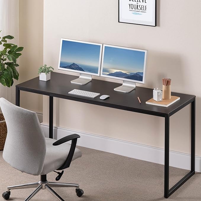 Zinus Jennifer 63 Inch Black Frame Desk, Computer Workstation, Office Desk, Easy Assembly, Deep Espresso