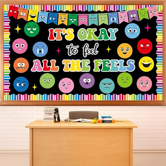 Feeling Bulletin Board Set Mental Health Classroom Decorations Growth Mindset Back to School Wall Art Decor Emotion Cutouts Feeling Chart for Kid Teacher School Counselor Therapy Calm Corner Supplies