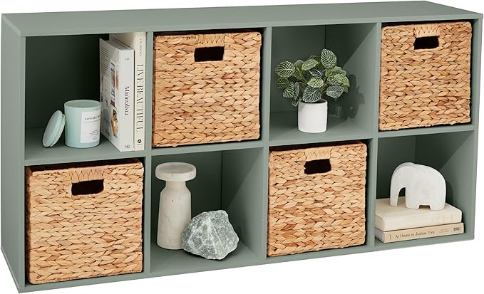Best Choice Products Kids Bookcase 8-Cube Storage Organizer, 13.5in Shelf Opening, Bookshelf, Toy Storage, Customizable w/ 3 Removable Back Panels – Sage