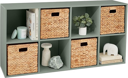 Best Choice Products Kids Bookcase 8-Cube Storage Organizer, 13.5in Shelf Opening, Bookshelf, Toy Storage, Customizable w/ 3 Removable Back Panels – Sage
