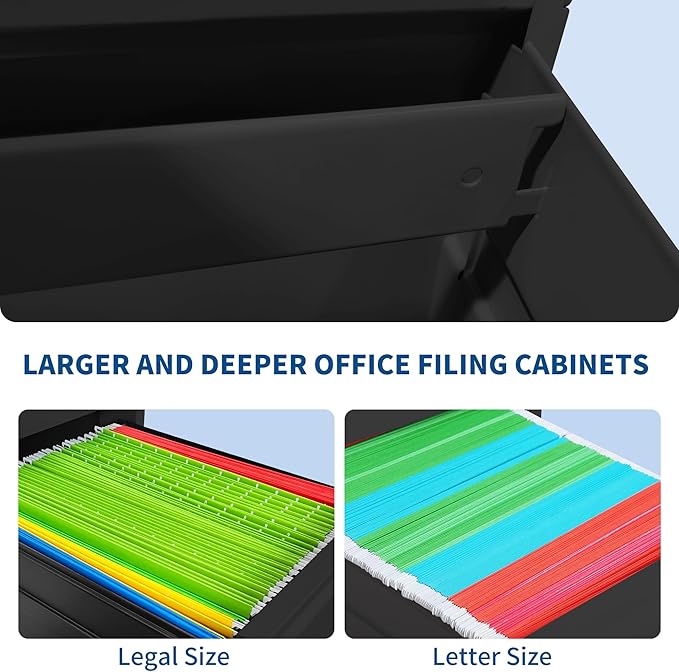 5 Drawer File Cabinet with Lock, Metal Filing Cabinet for Home Office, Vertical File Cabinet for Letter/Legal/A4/F4 Documents, Easy to Assemble Steel Storage Cabinet