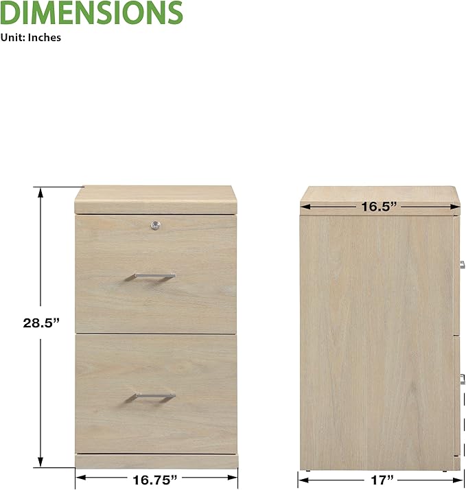 OSP Home Furnishings Alpine 2-Drawer Vertical File with Lockdowel Fastening System, 16.75 inches Wide, Norwegian Alder Finish