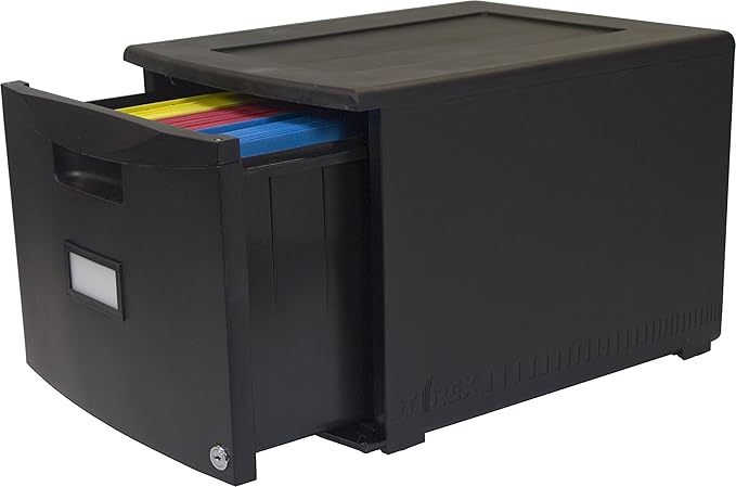 Storex Plastic 1-Drawer Mobile File Cabinet, Letter/Legal, Black (61265A01C)