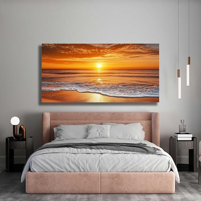 Yuaxker Beach Wall Art Modern Minimalist Wall Prints Aesthetic Artwork for Living Room Bedroom Dining Room Office Home Decor 24x48inch