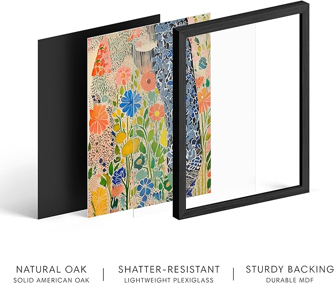 HAUS AND HUES Floral Art Wall Decor - Wildflowers Wall Art for Living Room, Floral Artwork for Bedroom Walls, Flower Painting for College Girls Dorm Room (Spring Florals, Black Frame, 24x36)