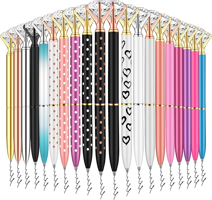 PASISIBICK 20 Pieces Diamond Pens of Cute Beautiful Ballpoint Pens Crystal Diamond Pen for Women Wedding Bridal Shower Décor Gifts with 20 Pieces Replacement Refills(20 Colors)