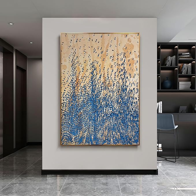 BrightA Blue Woods Abstract Wall Art Wall Painting For Living Room Extra Large Wall Art Large Canvas Art For Living Room Office Dining Room Wall Decor 43.3"x63"