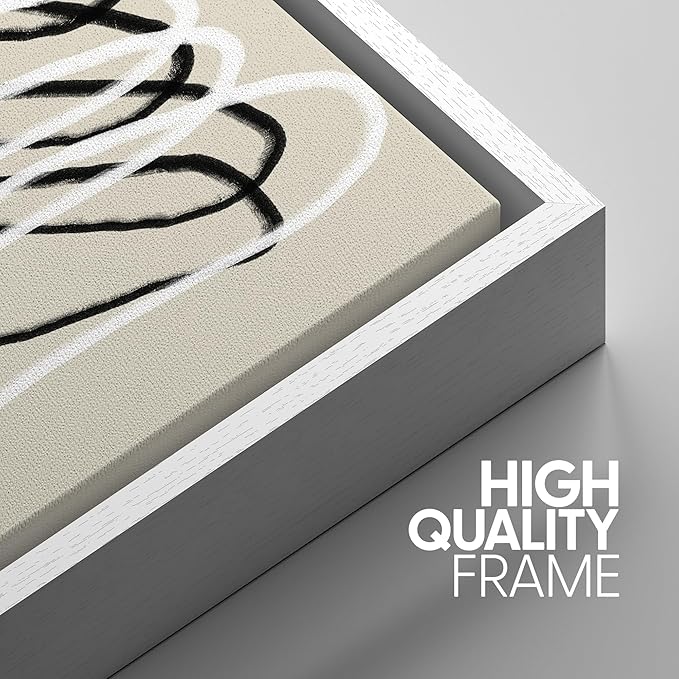 SIGNWIN Framed Canvas Print Wall Art Set Grunge Watercolor Paint Strokes Abstract Shapes Cozy Neutral Modern Art Decorative Boho Relax/Zen Nordic for Living Room, Bedroom, Office - 16"x24"x3 White