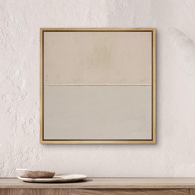 SIGNWIN Framed Canvas Print Wall Art Brown Duotone Grunge Pastel Landscape Abstract Shapes Illustration Modern Art Decorative Nordic Minimal Calm/Zen for Living Room, Bedroom, Office - 16"x16" NATURAL