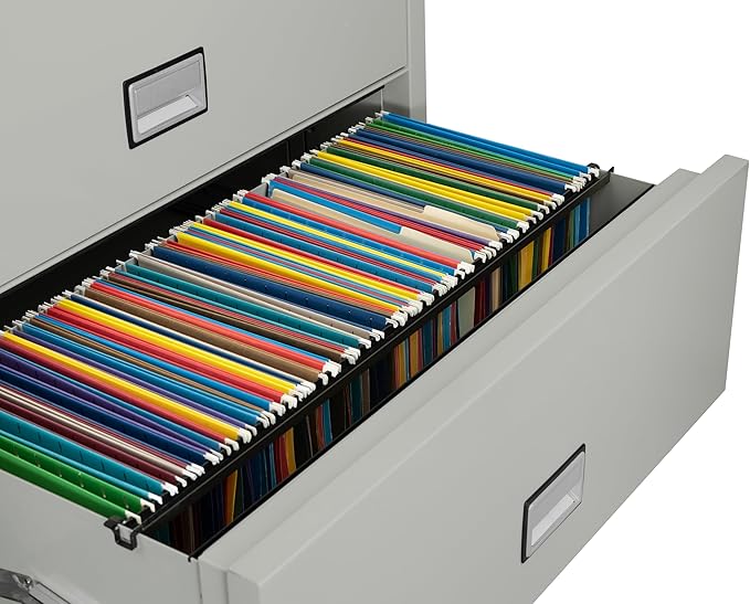 38 inch Wide 2-Drawer Lateral Fireproof File Cabinet – Legal and Letter Size Filing – Key Lock – Water Resistant – Fire Safe and Impact Rated – Light Gray Finish – Model LAT2W38LG